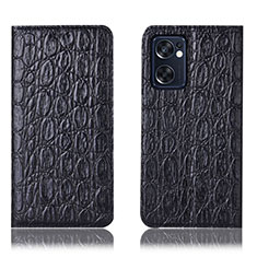 Coque Portefeuille Livre Cuir Etui Clapet H16P pour Oppo Reno7 SE 5G Noir