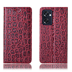 Coque Portefeuille Livre Cuir Etui Clapet H16P pour Oppo Reno7 SE 5G Rouge