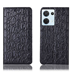 Coque Portefeuille Livre Cuir Etui Clapet H16P pour Oppo Reno9 Pro 5G Noir