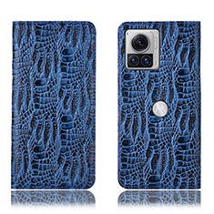 Coque Portefeuille Livre Cuir Etui Clapet H17P pour Motorola Moto Edge 30 Ultra 5G Bleu