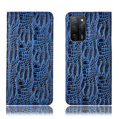 Coque Portefeuille Livre Cuir Etui Clapet H17P pour Oppo A55 5G Bleu