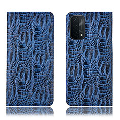 Coque Portefeuille Livre Cuir Etui Clapet H17P pour Oppo A74 5G Bleu