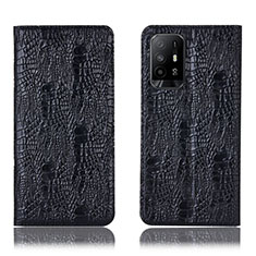 Coque Portefeuille Livre Cuir Etui Clapet H17P pour Oppo F19 Pro+ Plus 5G Noir