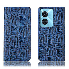 Coque Portefeuille Livre Cuir Etui Clapet H17P pour Oppo F23 5G Bleu