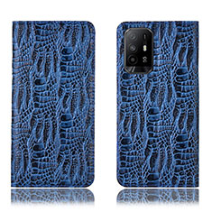 Coque Portefeuille Livre Cuir Etui Clapet H17P pour Oppo Reno5 Z 5G Bleu