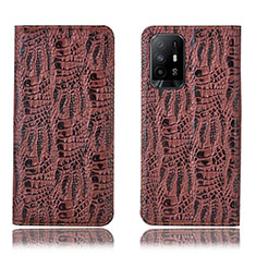 Coque Portefeuille Livre Cuir Etui Clapet H17P pour Oppo Reno5 Z 5G Marron