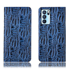 Coque Portefeuille Livre Cuir Etui Clapet H17P pour Oppo Reno6 Pro 5G India Bleu