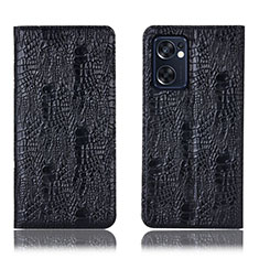 Coque Portefeuille Livre Cuir Etui Clapet H17P pour Oppo Reno7 SE 5G Noir