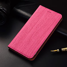 Coque Portefeuille Livre Cuir Etui Clapet H18 pour Apple iPhone 15 Pro Rose Rouge