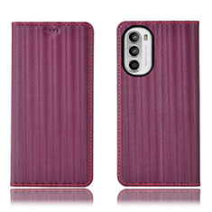 Coque Portefeuille Livre Cuir Etui Clapet H18P pour Motorola Moto Edge (2022) 5G Vin Rouge