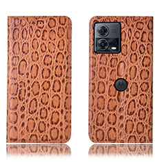 Coque Portefeuille Livre Cuir Etui Clapet H18P pour Motorola Moto Edge 30 Fusion 5G Brun Clair