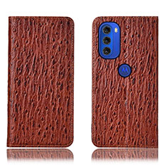 Coque Portefeuille Livre Cuir Etui Clapet H18P pour Motorola Moto G51 5G Marron