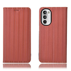 Coque Portefeuille Livre Cuir Etui Clapet H18P pour Motorola MOTO G52 Marron