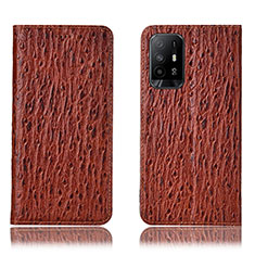 Coque Portefeuille Livre Cuir Etui Clapet H18P pour Oppo F19 Pro+ Plus 5G Marron