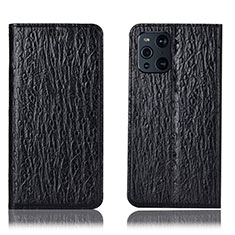 Coque Portefeuille Livre Cuir Etui Clapet H18P pour Oppo Find X3 Pro 5G Noir