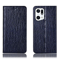 Coque Portefeuille Livre Cuir Etui Clapet H18P pour Oppo Find X5 5G Bleu