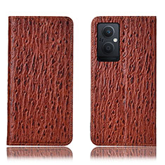 Coque Portefeuille Livre Cuir Etui Clapet H18P pour Oppo Reno8 Z 5G Marron