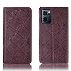 Coque Portefeuille Livre Cuir Etui Clapet H19P pour OnePlus Nord CE 2 5G Vin Rouge