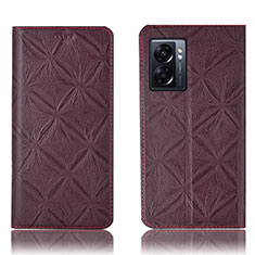 Coque Portefeuille Livre Cuir Etui Clapet H19P pour Oppo A57 5G Vin Rouge