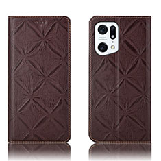 Coque Portefeuille Livre Cuir Etui Clapet H19P pour Oppo Find X5 5G Marron