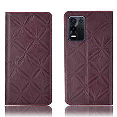 Coque Portefeuille Livre Cuir Etui Clapet H19P pour Oppo K9X 5G Vin Rouge