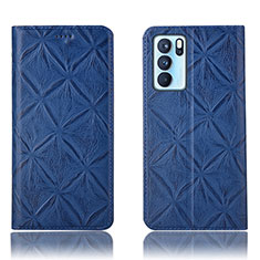 Coque Portefeuille Livre Cuir Etui Clapet H19P pour Oppo Reno6 Pro 5G India Bleu