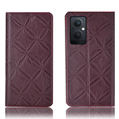 Coque Portefeuille Livre Cuir Etui Clapet H19P pour Oppo Reno7 Lite 5G Vin Rouge