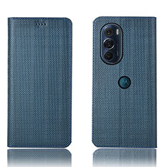 Coque Portefeuille Livre Cuir Etui Clapet H20P pour Motorola Moto Edge 30 Pro 5G Bleu