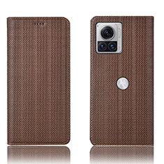 Coque Portefeuille Livre Cuir Etui Clapet H20P pour Motorola Moto Edge X30 Pro 5G Marron