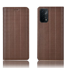 Coque Portefeuille Livre Cuir Etui Clapet H20P pour Oppo A54 5G Marron