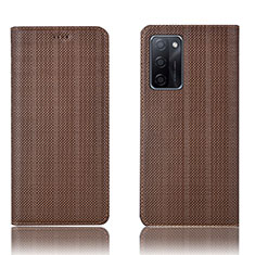 Coque Portefeuille Livre Cuir Etui Clapet H20P pour Oppo A55S 5G Marron