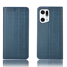 Coque Portefeuille Livre Cuir Etui Clapet H20P pour Oppo Find X5 5G Bleu