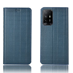 Coque Portefeuille Livre Cuir Etui Clapet H20P pour Oppo Reno5 Z 5G Bleu