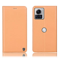 Coque Portefeuille Livre Cuir Etui Clapet H21P pour Motorola Moto Edge 30 Ultra 5G Orange