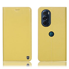 Coque Portefeuille Livre Cuir Etui Clapet H21P pour Motorola Moto Edge Plus (2022) 5G Jaune