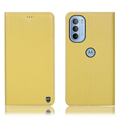 Coque Portefeuille Livre Cuir Etui Clapet H21P pour Motorola Moto G41 Jaune