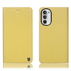 Coque Portefeuille Livre Cuir Etui Clapet H21P pour Motorola Moto G82 5G Jaune