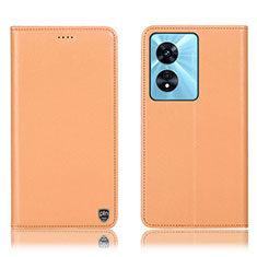 Coque Portefeuille Livre Cuir Etui Clapet H21P pour Oppo A1 5G Orange