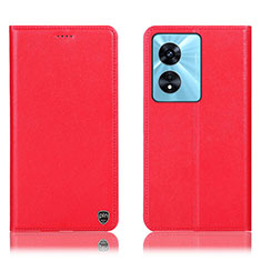 Coque Portefeuille Livre Cuir Etui Clapet H21P pour Oppo A58 4G Rouge