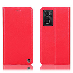 Coque Portefeuille Livre Cuir Etui Clapet H21P pour Oppo A76 Rouge