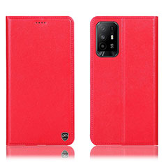 Coque Portefeuille Livre Cuir Etui Clapet H21P pour Oppo A94 5G Rouge