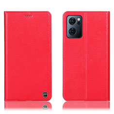 Coque Portefeuille Livre Cuir Etui Clapet H21P pour Oppo Find X5 Lite 5G Rouge