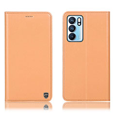 Coque Portefeuille Livre Cuir Etui Clapet H21P pour Oppo Reno6 5G Orange