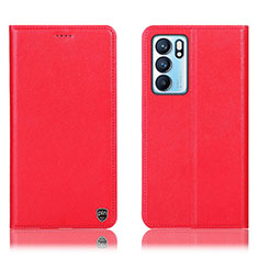 Coque Portefeuille Livre Cuir Etui Clapet H21P pour Oppo Reno6 5G Rouge