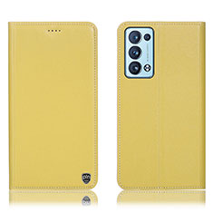 Coque Portefeuille Livre Cuir Etui Clapet H21P pour Oppo Reno6 Pro 5G Jaune