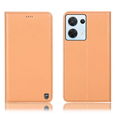 Coque Portefeuille Livre Cuir Etui Clapet H21P pour Oppo Reno8 5G Orange