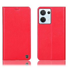 Coque Portefeuille Livre Cuir Etui Clapet H21P pour Oppo Reno8 5G Rouge