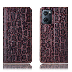 Coque Portefeuille Livre Cuir Etui Clapet H22P pour Oppo Find X5 Lite 5G Marron