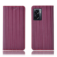 Coque Portefeuille Livre Cuir Etui Clapet H23P pour Oppo A57 5G Vin Rouge