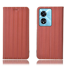 Coque Portefeuille Livre Cuir Etui Clapet H23P pour Oppo A58 5G Marron